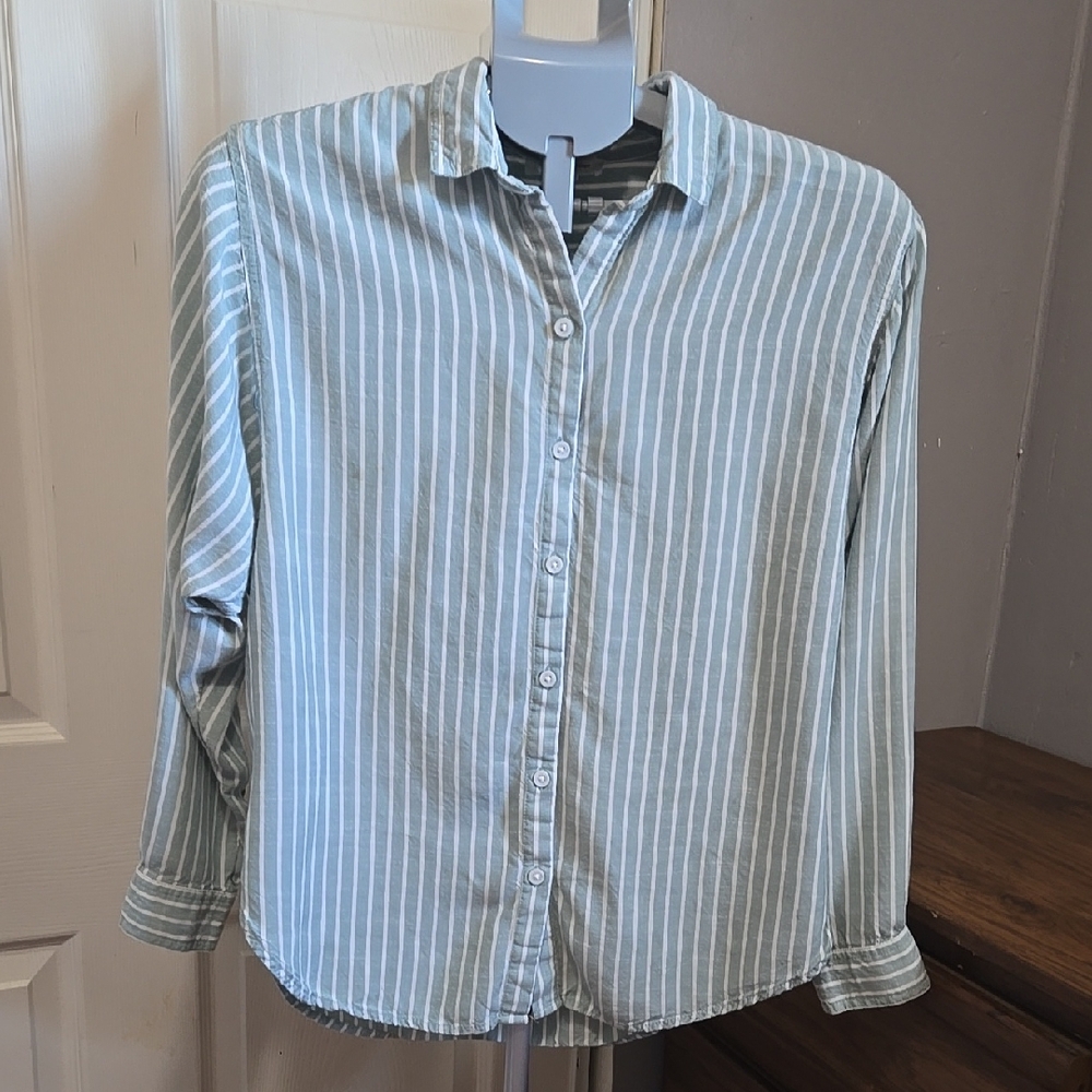 Beach Lunch Lounge Striped Button-Up Shirt Preppy Costal